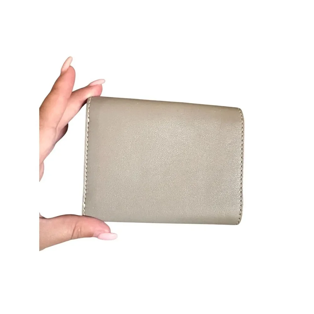 TORY BURCH Lee Radziwell T Leather Wallet Gray